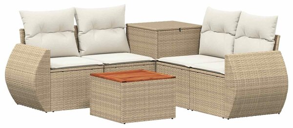 VidaXL Kanapé Szett 6 db Beige és Krémszínű Poli rattan és acél