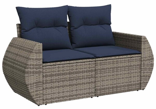 VidaXL Kanapé Szett 5 db Szürke és sötétkék Poli rattan és acél