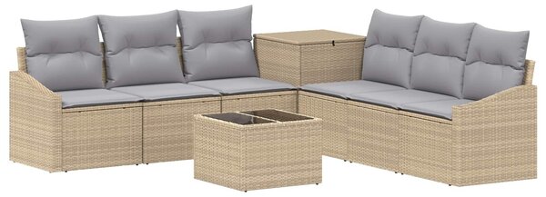 VidaXL Kanapé Szett 8 db Beige és Világosszürke Poli rattan és acél