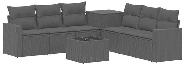 VidaXL Kanapé Szett 8 db Fekete Poli rattan és acél