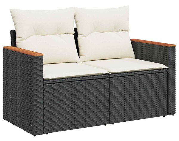 VidaXL Kanapé Szett 6 db Fekete és krémfehér Poli rattan és acél