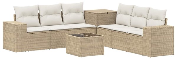 VidaXL Kanapé Szett 8 db Beige és Krémszínű Poli rattan és acél