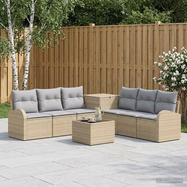 VidaXL Kanapé Szett 8 db Beige és Világosszürke Poli rattan és acél