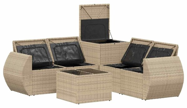 VidaXL Kanapé Szett 6 db Beige és Világosszürke Poli rattan és acél