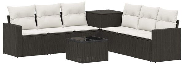 VidaXL Kanapé Szett 8 db Fekete és krémfehér Poli rattan és acél
