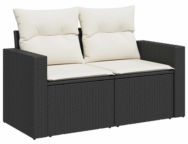 VidaXL Kanapé Szett 8 db Fekete és krémfehér Poli rattan és acél
