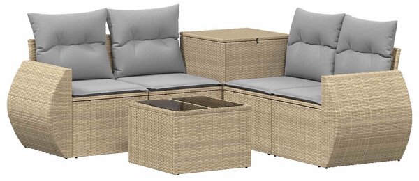 VidaXL Kanapé Szett 6 db Beige és Világosszürke Poli rattan és acél
