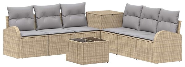 VidaXL Kanapé Szett 8 db Beige és Világosszürke Poli rattan és acél