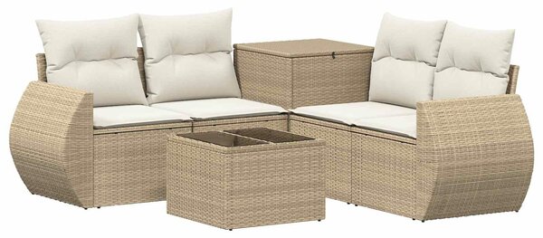 VidaXL Kanapé Szett 6 db Beige és Krémszínű Poli rattan és acél