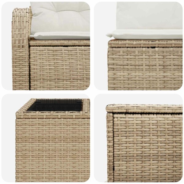VidaXL Kanapé Szett 6 db Beige és Krémszínű Poli rattan és acél
