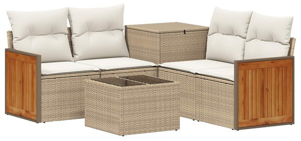 VidaXL Kanapé Szett 6 db Beige és Krémszínű Poli rattan és acél