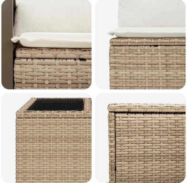 VidaXL Kanapé Szett 6 db Beige és Krémszínű Poli rattan és acél