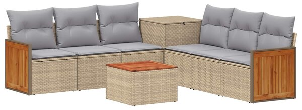 VidaXL Kanapé Szett 8 db Beige és Világosszürke Poli rattan és acél