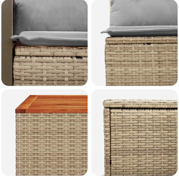 VidaXL Kanapé Szett 6 db Beige és Világosszürke Poli rattan és acél