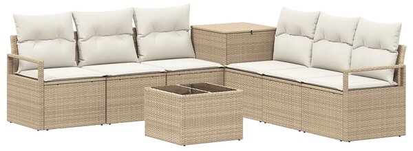 VidaXL Kanapé Szett 8 db Beige és Krémszínű Poli rattan és acél