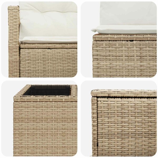VidaXL Kanapé Szett 6 db Beige és Krémszínű Poli rattan és acél