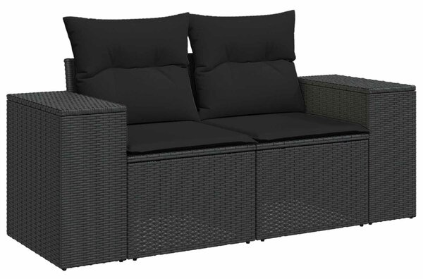 VidaXL Kanapé Szett 5 db Fekete Poli rattan és acél