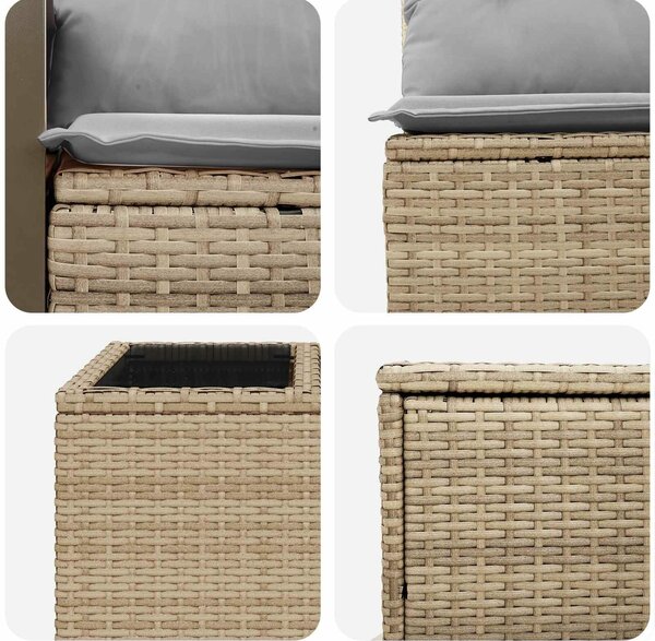 VidaXL Kanapé Szett 6 db Beige és Világosszürke Poli rattan és acél