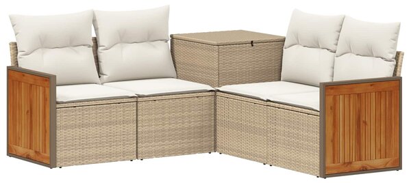 VidaXL Kanapé Szett 5 db Beige és Krémszínű Poli rattan és acél