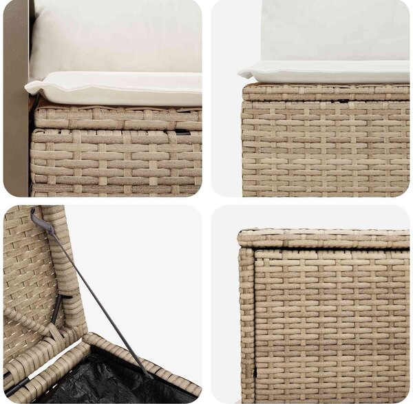 VidaXL Kanapé Szett 5 db Beige és Krémszínű Poli rattan és acél