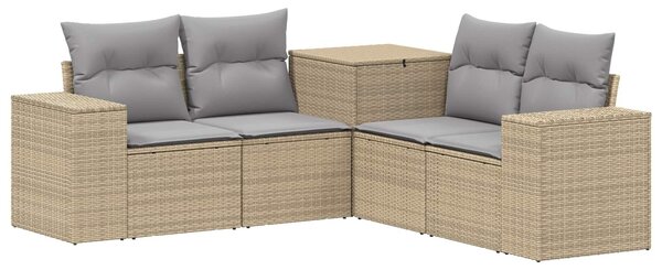 VidaXL Kanapé Szett 5 db Beige és Világosszürke Poli rattan és acél