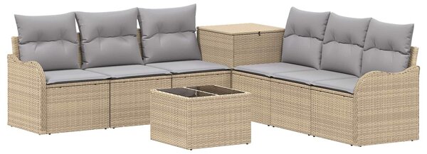 VidaXL Kanapé Szett 8 db Beige és Világosszürke Poli rattan és acél