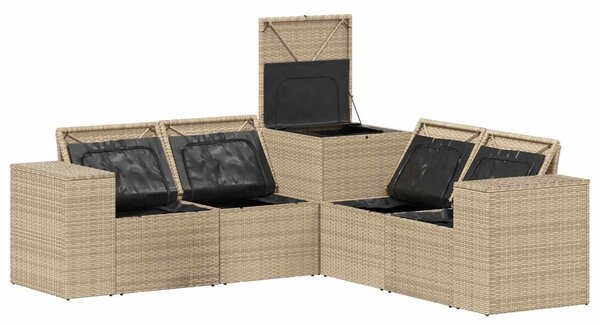 VidaXL Kanapé Szett 5 db Beige és Világosszürke Poli rattan és acél