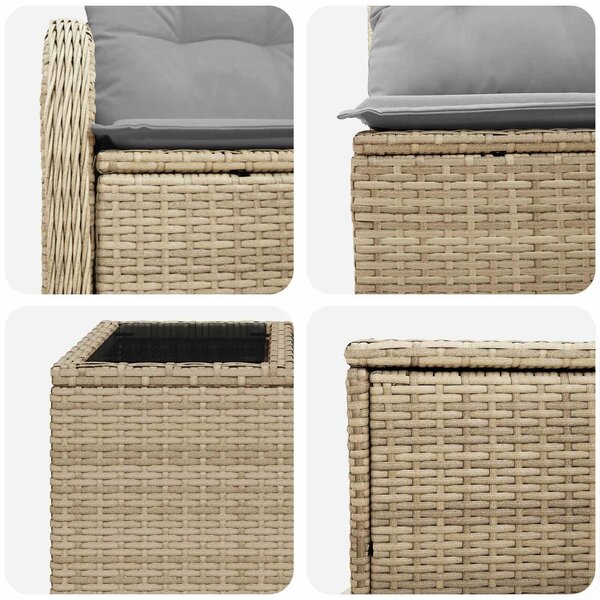 VidaXL Kanapé Szett 6 db Beige és Világosszürke Poli rattan és acél