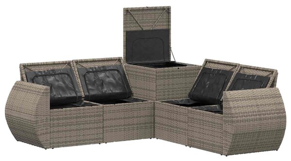 VidaXL Kanapé Szett 5 db Szürke és sötétkék Poli rattan és acél