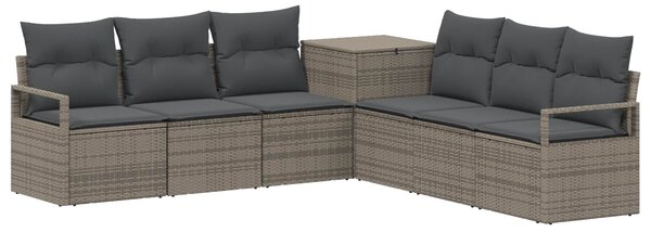 VidaXL Kanapé Szett 7 db Szürke és sötétszürke Poli rattan és acél