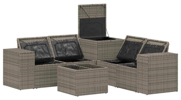 VidaXL Kanapé Szett 6 db Szürke és sötétszürke Poli rattan és acél