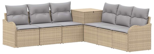 VidaXL Kanapé Szett 7 db Beige és Világosszürke Poli rattan és acél
