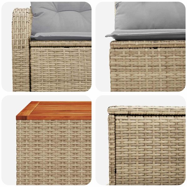 VidaXL Kanapé Szett 6 db Beige és Világosszürke Poli rattan és acél