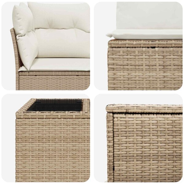 VidaXL Kanapé Szett 6 db Beige és Krémszínű Poli rattan és acél