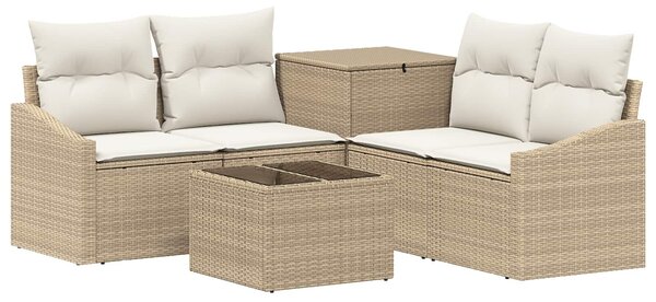 VidaXL Kanapé Szett 6 db Beige és Krémszínű Poli rattan és acél