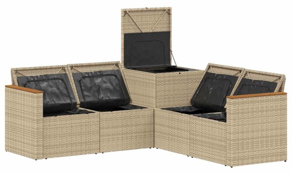VidaXL Kanapé Szett 5 db Beige és Világosszürke Poli rattan és acél