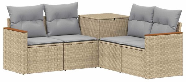 VidaXL Kanapé Szett 5 db Beige és Világosszürke Poli rattan és acél