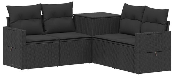 VidaXL Kanapé Szett 5 db Fekete Poli rattan és acél