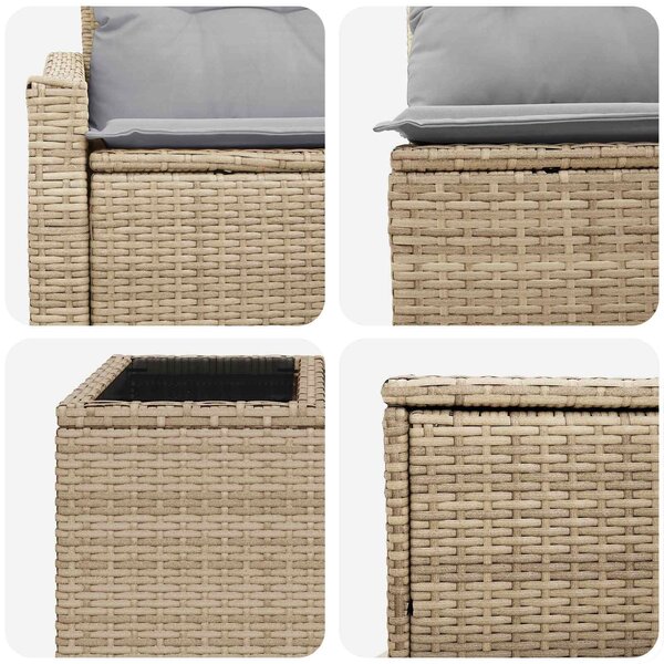 VidaXL Kanapé Szett 6 db Beige és Világosszürke Poli rattan és acél
