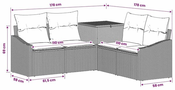 VidaXL Kanapé Szett 5 db Világosszürke és Sötétszürke