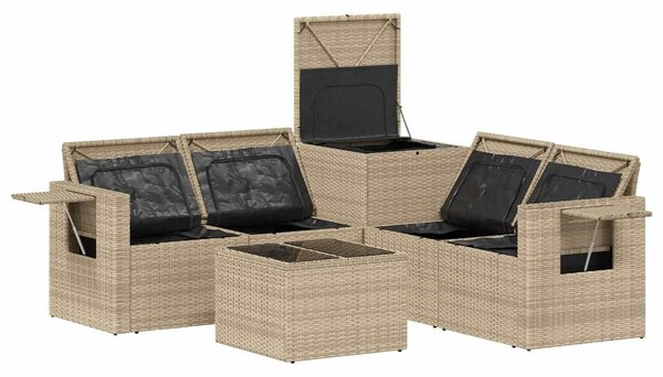 VidaXL Kanapé Szett 6 db Beige és Krémszínű Poli rattan és acél