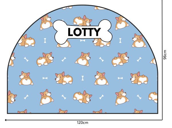 PIPPER. Védő textil falmatrica – Ív – Corgi Méret: 120x96cm, Indíték: névvel