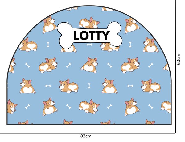 PIPPER. Védő textil falmatrica – Ív – Corgi Méret: 120x96cm, Indíték: névvel