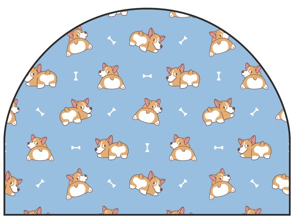 PIPPER. Védő textil falmatrica – Ív – Corgi Méret: 120x96cm, Indíték: névvel