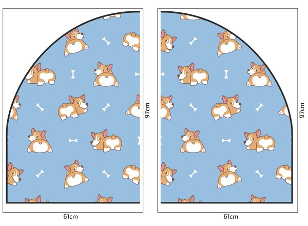 PIPPER. Védő textil falmatrica – Ív – Corgi Méret: 120x96cm, Indíték: névvel