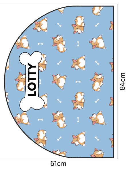 PIPPER. Védő textil falmatrica – Ív – Corgi Méret: 120x96cm, Indíték: névvel