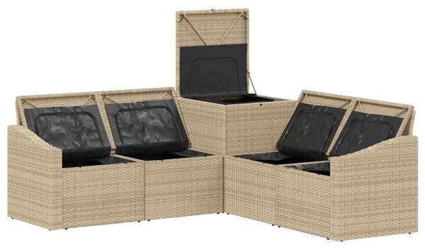 VidaXL Kanapé Szett 5 db Beige és Krémszínű Poli rattan és acél