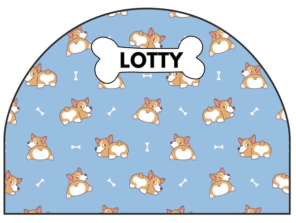 PIPPER. Védő textil falmatrica – Ív – Corgi Méret: 120x96cm, Indíték: névvel