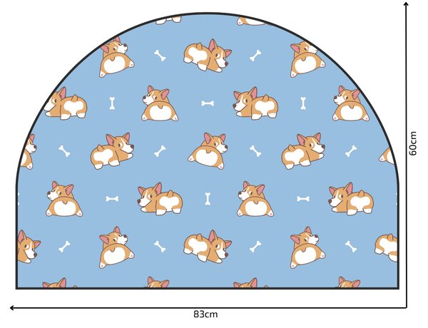 PIPPER. Védő textil falmatrica – Ív – Corgi Méret: 120x96cm, Indíték: névvel