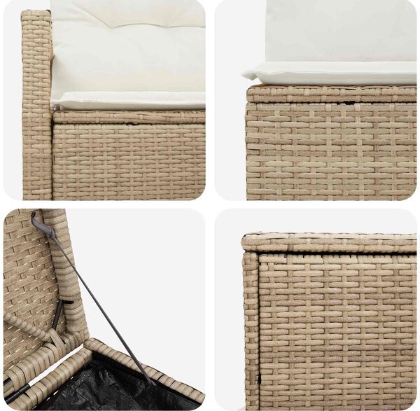VidaXL Kanapé Szett 7 db Beige és Krémszínű Poli rattan és acél
